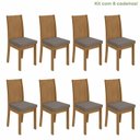 Ver imagem 1 de Kit 8 Cadeiras de Jantar Estofadas Suede Athenas Bege Amêndoa Clean/Off White/Animale Bege