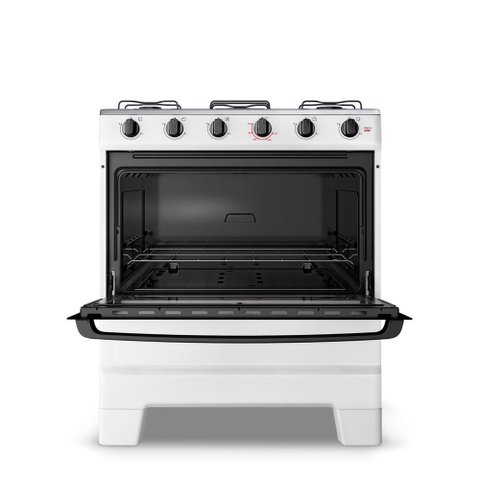 Fogão a Gás Esmaltec Ideal Pop 5 Bocas com Forno 50l Branco e Mesa Inox Limpa Fácil