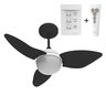 VENTILADOR DE TETO ALISEU SMART PRETO PLUS COM CONTROLE REMOTO E PAREDE - POTENTE E SILENCIOSO 220V - 1