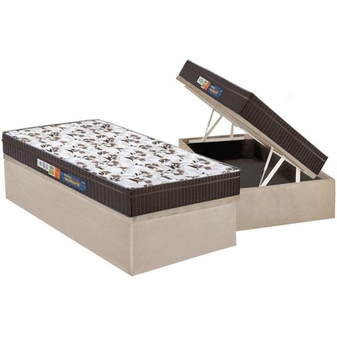 Cama Box Baú Solteiro: Colchão Anatômico Polar D28 / Ep Orthoface Class + Base Crc Suede Clean(