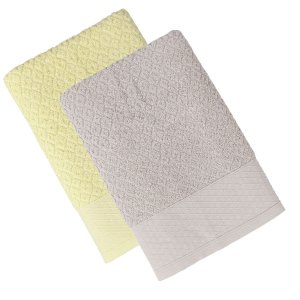 Kit 2 Toalha de Banho Capri Atlântica 100% Algodão Banhão 75x1,50 Cor:cinza Névoa + Amarelo