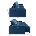 Ver imagem 6 de Sofá Retrátil Reclinável 3 Lugares 180cm Porta Copos e USB Embaúba Extra CabeCasa MadeiraOriginals Azul Diamante