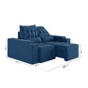 Ver imagem 5 de Sofá Retrátil Reclinável 3 Lugares 180cm Porta Copos e USB Embaúba Extra CabeCasa MadeiraOriginals Azul Diamante