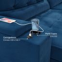 Ver imagem 7 de Sofá Retrátil Reclinável 3 Lugares 180cm Porta Copos e USB Embaúba Extra CabeCasa MadeiraOriginals Azul Diamante
