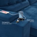Ver imagem 7 de Sofá Retrátil Reclinável 3 Lugares 180cm Porta Copos e USB Embaúba Extra CabeCasa MadeiraOriginals Azul Diamante