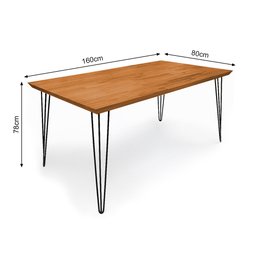 Mesa Jantar Industrial Madeira Maciça Lanna 1,60m - Imbuia - 4