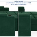 Ver mais imagens de Sofá Retrátil Reclinável 3 Lugares 180cm Porta Copos e USB Embaúba Extra CabeCasa MadeiraOriginals Verde Diamante