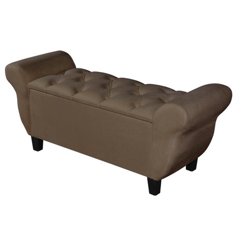 Recamier Baú para Cama Casal Ana 1,30m Estofado Retro Premium Closet Estilo Decorativo Cor Marrom