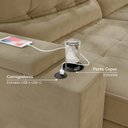 Ver imagem 7 de Sofá Retrátil Reclinável 3 Lugares 190cm Porta Copos e USB Embaúba Extra CabeCasa MadeiraOriginals Bege Palha Diamante
