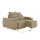 Ver imagem 5 de Sofá Retrátil Reclinável 3 Lugares 190cm Porta Copos e USB Embaúba Extra CabeCasa MadeiraOriginals Bege Palha Diamante