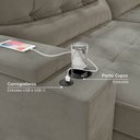 Ver imagem 7 de Sofá Retrátil Reclinável 3 Lugares 190cm Porta Copos e USB Embaúba Extra CabeCasa MadeiraOriginals Cinza Claro Fosco