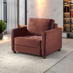 Sofá Cama Marcelle 1 Lugar 100 Solteiro Veludo Paris Pés de Madeira Talento Móveis - 1