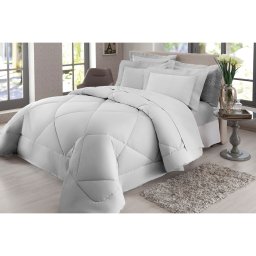 Duvet Capa de Edredom Solteiro Cetim 300 fios | Naturalle - Cinza - 2
