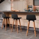 Ver imagem 2 de Kit 4 Banquetas Baixas Linea Aço Preto para Cozinha Balcao Ilha Gourmet Design - Preto Assento