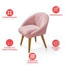 Ver imagem 4 de Kit 6 Poltrona Sala Decorativa Louis Veludo Rosa Pés Palito Castanho