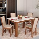 Ver imagem 1 de Conjunto Mesa Luiza Retangular com 4 Cadeiras Melina Asgard Bege Naturalle e Off