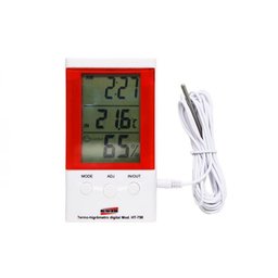 Termo Higrômetro Digital Sensor Interno Externo Mesa Parede Com Relógio E Imã - 1
