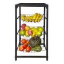 Ver imagem 3 de Fruteira Utilyse de Chão Cozinha Metal e Madeira 4 Andares Aramada Preto