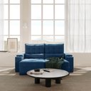 Ver imagem 3 de Sofá Retrátil Reclinável 3 Lugares 210cm Porta Copos e USB Embaúba Extra CabeCasa MadeiraOriginals Azul Diamante