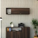 Ver imagem 4 de Armário Aéreo com Nicho e Porta Basculante 35x135x35cm Wlnp135 Nogal - Branco