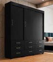 Ver imagem 1 de Guarda Roupa 3 Portas de Correr e 9 Gavetas Itapema Preto