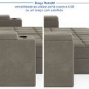 Ver mais imagens de Sofá Retrátil Reclinável 3 Lugares 210cm Porta Copos e USB Embaúba Extra CabeCasa MadeiraOriginals Cinza Claro Fosco