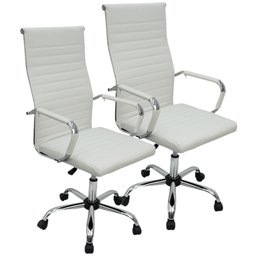 Kit 2 Cadeira Eames Esteirinha Presidente Escritório Alta Branca Preta Bege - 1