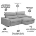 Ver imagem 3 de Sofá Retrátil Reclinável para Sala 4 Lugares 280cm Senzi F04 Veludo Cinza - Lyam Decor