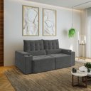 Ver imagem 2 de Sofá Retrátil Reclinável 3 Lugares 210cm Porta Copos e USB Embaúba Extra CabeCasa MadeiraOriginals