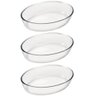 Conjunto 3 Formas Assadeiras Pequenas de Vidro Temperado Oval 1,6l Marinex Transparentes - 1