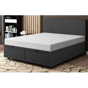 Base Cama Box Baú Queen Size Linho Preto SkyBox