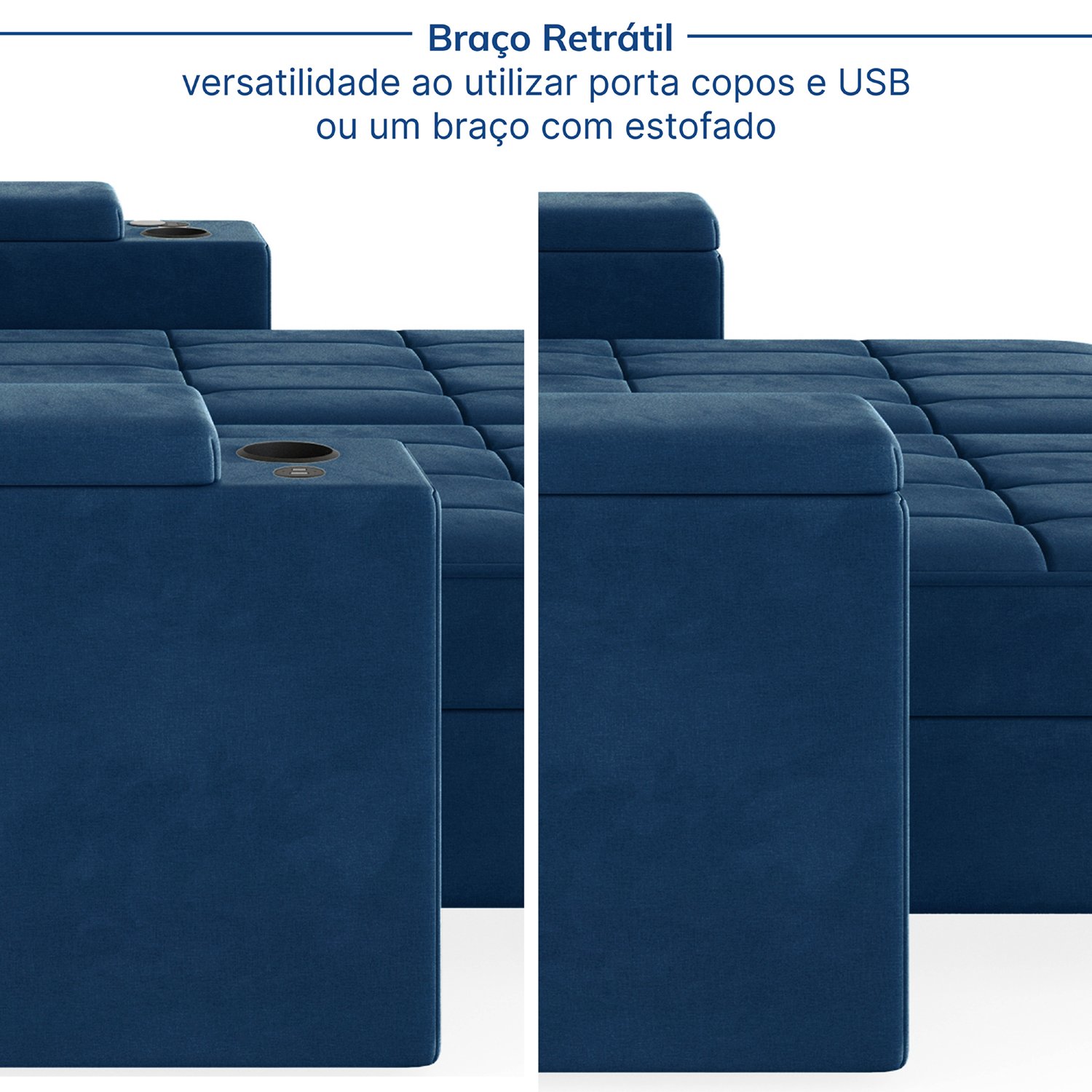 Sofá Retrátil Reclinável com Porta Copos e Usb 4 Lugares 240cm Embaúba Extra CabeCasa MadeiraMadeira - 8