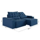 Ver imagem 5 de Sofá Retrátil Reclinável 4 Lugares 240cm Porta Copos e USB Embaúba Extra CabeCasa MadeiraOriginals Azul Diamante