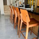 Ver imagem 3 de Banqueta Tami Assento em Couro Sintético Base Fixa sem Encosto 70cm Amadeirado Sallar Home