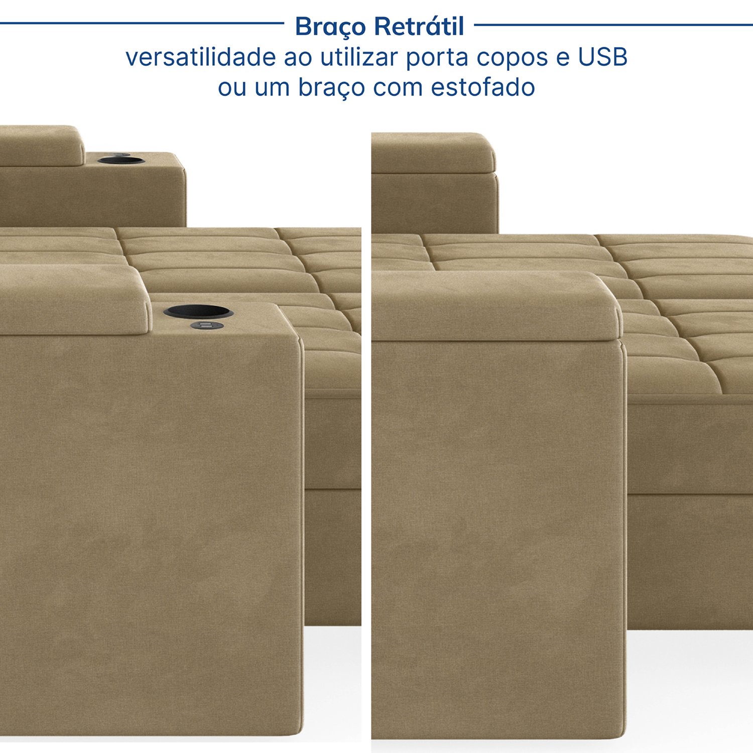 Sofá Retrátil Reclinável com Porta Copos e Usb 4 Lugares 240cm Embaúba Extra CabeCasa MadeiraMadeira - 8