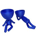 Ver imagem 1 de Kit 2 Vasos Preguiçosos Suculentas Decoração 19 Cm Decorativo Azul Metálico