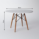 Ver imagem 2 de Conjunto Mesa 4 Cadeiras Brancas Eames Eiffel 90cm Base Madeira Tampo Branco