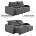 Ver mais imagens de Sofá Retrátil Reclinável 4 Lugares 240cm Porta Copos e USB Embaúba Extra CabeCasa MadeiraOriginals