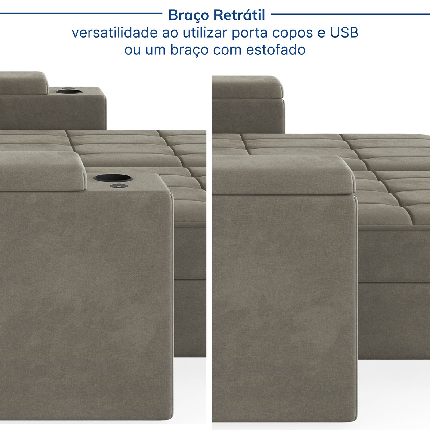 Sofá Retrátil Reclinável com Porta Copos e Usb 4 Lugares 240cm Embaúba Extra CabeCasa MadeiraMadeira - 8