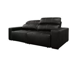 Sofá Retrátil e Reclinável de Couro Atami 2,30 M Preto Pigmentado - Mempra Design - 4