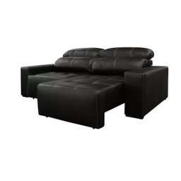Sofá Retrátil e Reclinável de Couro Atami 2,30 M Preto Pigmentado - Mempra Design - 5