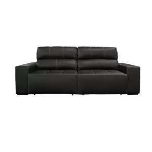 Sofá Retrátil e Reclinável de Couro Atami 2,30 M Preto Pigmentado - Mempra Design