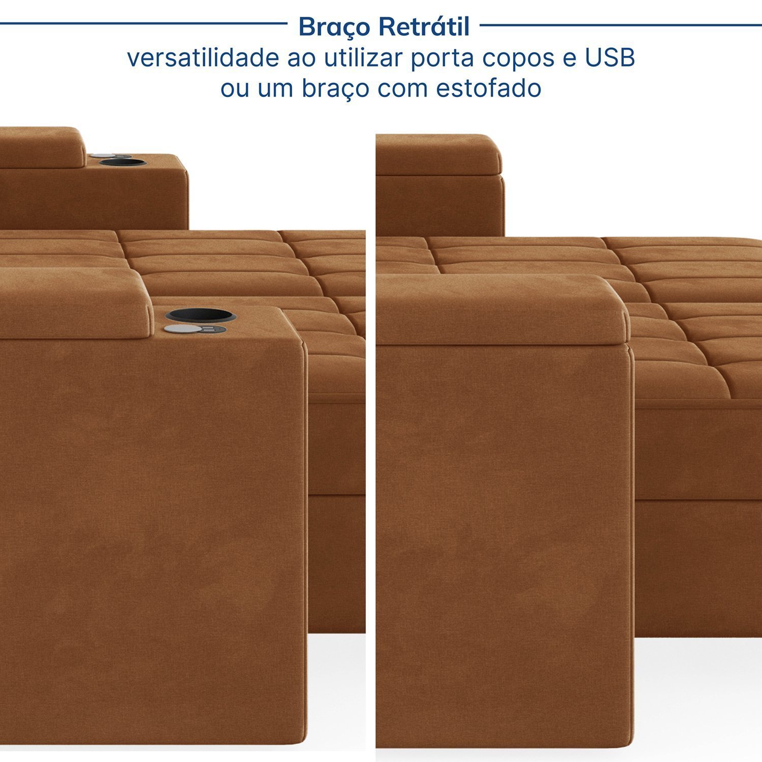 Sofá Retrátil Reclinável com Porta Copos e Usb 4 Lugares 240cm Embaúba Extra CabeCasa MadeiraMadeira - 8