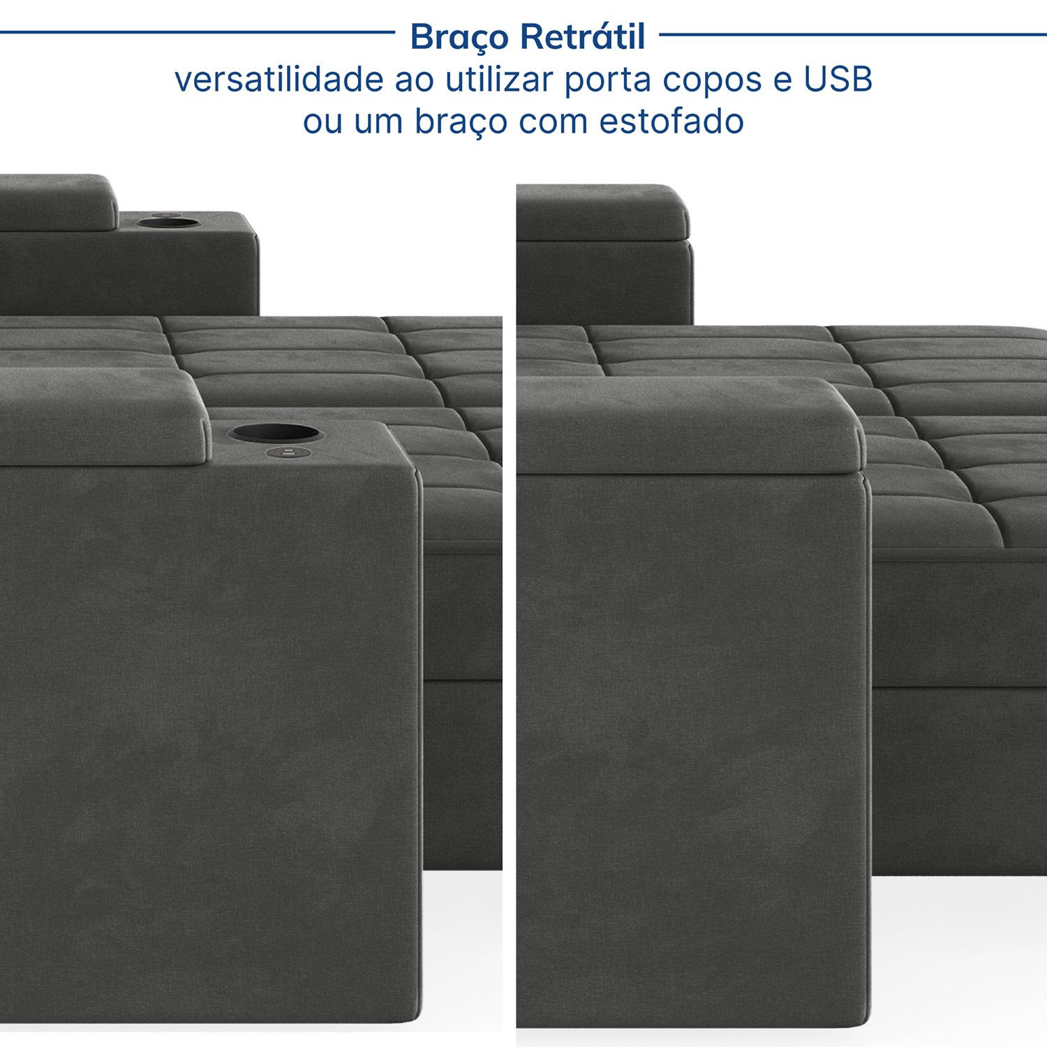 Sofá Retrátil e Reclinável com Porta Copos e Usb 4 Lugares 240cm Embaúba Extra Cabecasa Madeiramadei - 7