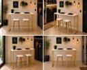 Ver imagem 4 de Mesa Jantar Aparador Bancada Alta Industrial 140x70cm Tampo Branco Pés Dourado