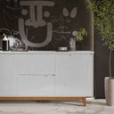 Ver imagem 6 de Aparador Buffet Sala Flow 2 Portas 2 Gavetas com Pés de Madeira - Rede Móveis