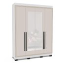 Ver imagem 2 de Roupeiro Solteiro Valência 4 Portas com Espelho 161x214cm Branco/Creme 240851