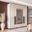 Ver imagem 1 de Roupeiro Solteiro Valência 4 Portas com Espelho 161x214cm Branco/Creme 240851