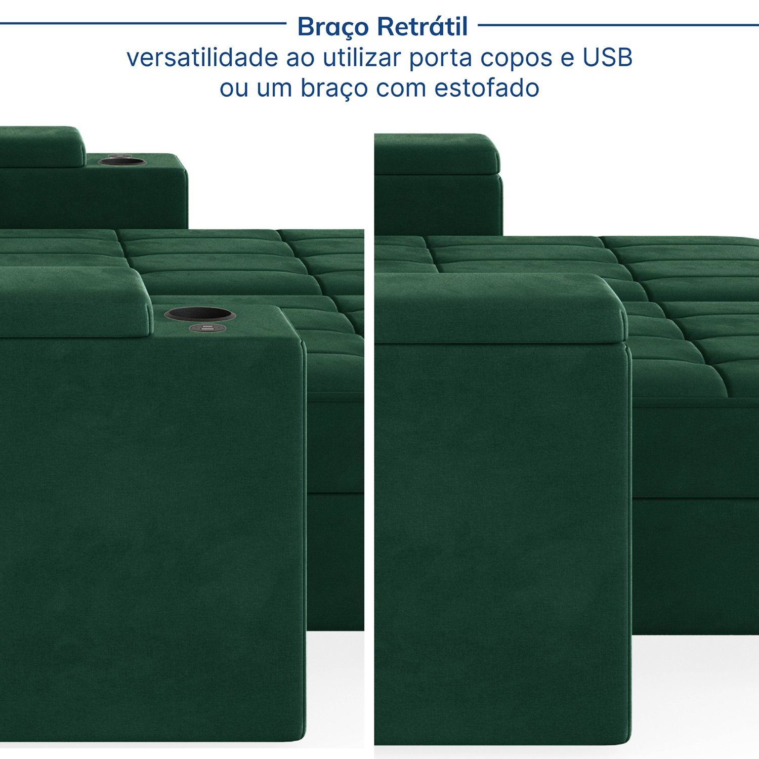 Sofá Retrátil Reclinável com Porta Copos e Usb 4 Lugares 300cm Embaúba Extra CabeCasa MadeiraMadeira - 8