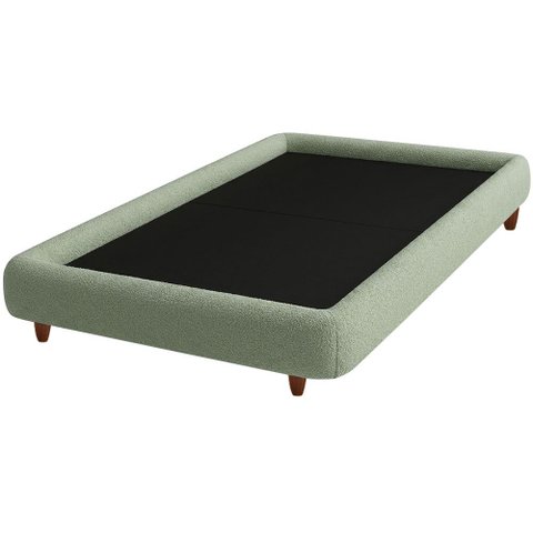 Cama Solteiro Pés Madeira 105cm Emma Bouclé Verde Claro - Nexta Casa